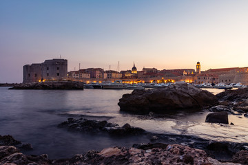 Dubrovnik Croatia During Sunset View Over Old Town Cityscape Beautiful European Vacation Destination Historic Fortress