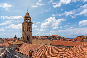 Famous Orange Rooftops of Dubrovnik Croatia Cityscape Aerial View Walking Along Fortress Walls