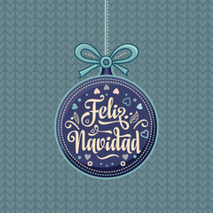 Feliz navidad. Xmas card on Spanish language. 