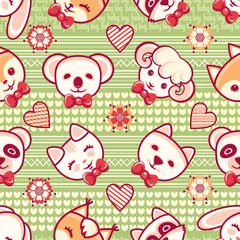 Poster Cute pets. Seamless pattern. Colorful background with characters. © Zoya Miller