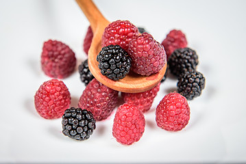 Berries mixed raspberry and blackberry forest fruits