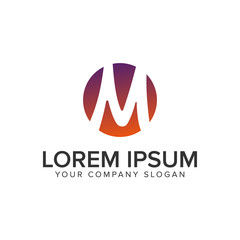 Letter M circle Logo design concept template