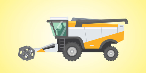 Combine harvester, vector isolated illustration.