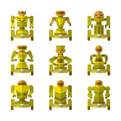 Robots on wheels icons collection