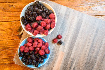 Berries mixed raspberry and blackberry forest fruits