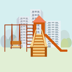 Kids playground moden vector illustration