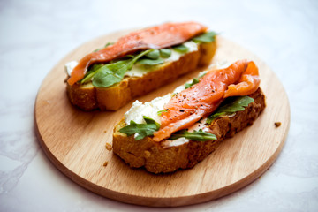 toast salmon greeny cheese