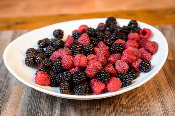 Berries mixed raspberry and blackberry forest fruits