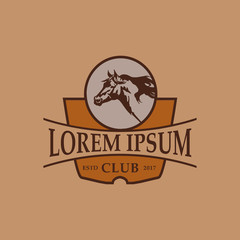 horse emblem logo design concept template