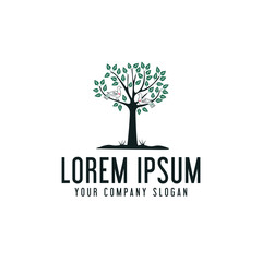 Obraz premium tree and bird logo design concept template