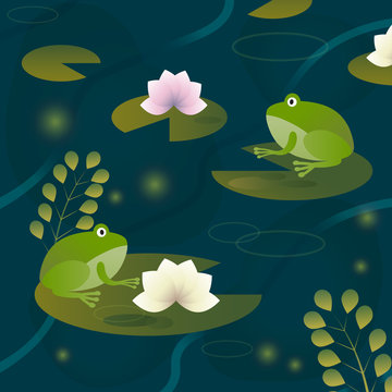 Two frogs in a pond