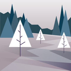 Abstract geometric forest landscape