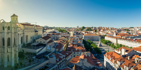 Rossio Square Lisbon Portugal Vacation Destination Sightseeing European Historic Landmark Architecture Landscape Panorama