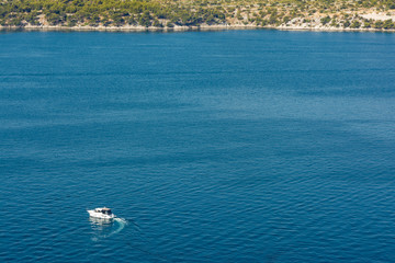 Sibenik Croatia European Vacation Destination City Landscape Ocean Boat on Water