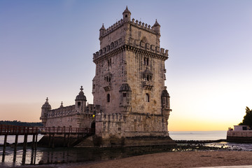 Fototapeta na wymiar Torre de Belem UNESCO World Heritage Sight European History Architectural Landmark Lisbon Portugal