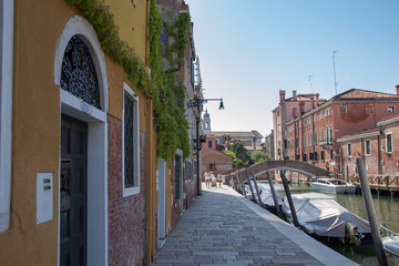 Calle en venecia con vegetación