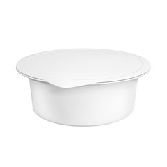 Realistic white mock up blank plastic container for yogurt.