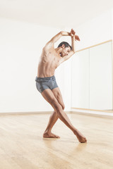 Fototapeta na wymiar young and beautiful professional ballet dancer performing