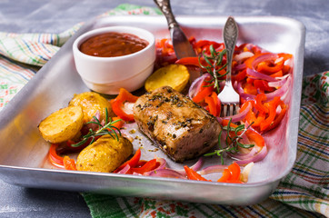 Grilled meat with spices