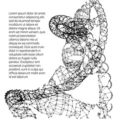 DNA chain molecule and neurons. Science Visualization Concept. Connection Structure Vector Illustration.