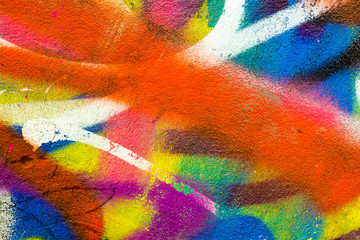 Beautiful street art graffiti. Abstract creative drawing fashion colors on the walls of the city. Urban Contemporary Culture. Art underground. The wall is decorated with abstract drawings house paint.