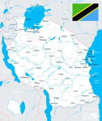 Tanzania - map and flag illustration