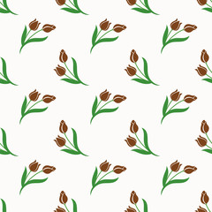 Seamless background image colorful botanic flower leaf plant brown tulip