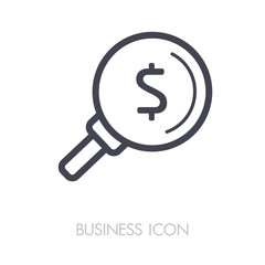 Looking for money. Dollar symbol magnifying glass