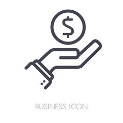 Pictograph of money in hand icon vector