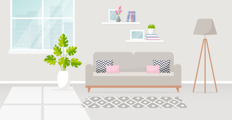 Interior of the living room. Vector banner. - 168738513