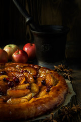 Apple pie tarte Tatin taken in low key - 168738555