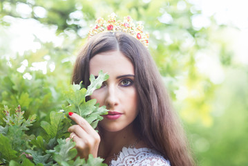 beautiful girl. fantasy young woman in woods