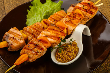 Grilled salmon skewer