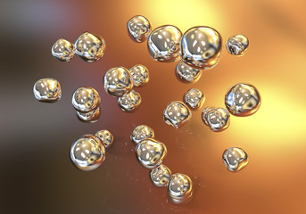 Silver nanoparticles. 3D illustration. Biotechnological and scientific background