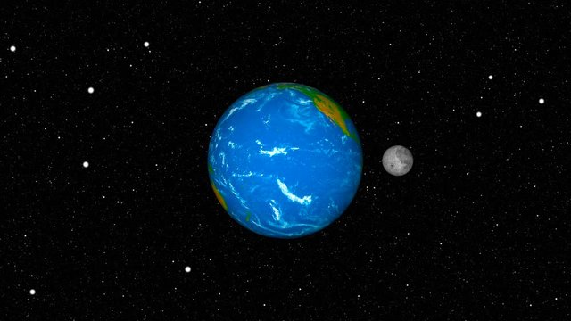 Abstract background with earth and moon. Space backdrop. 3d rendering