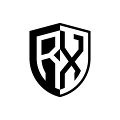 Initial two letter logo shield vector black