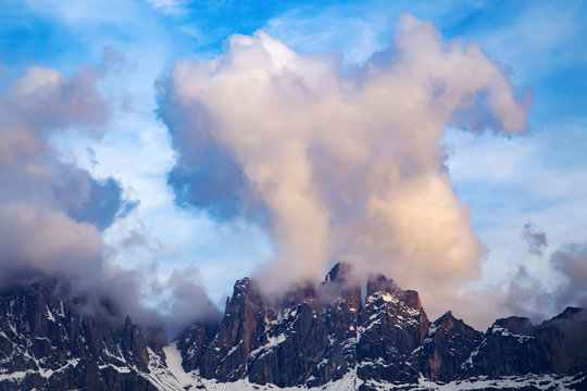 Dolomites Italian Alps. Puez Geisler Nature Park