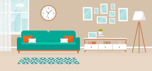 Interior of the living room. Vector banner. - 168741133