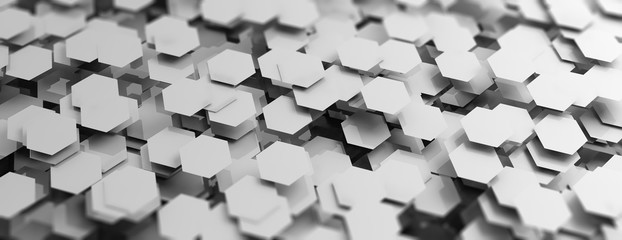 Grey hexagons abstract background. 3d illustration