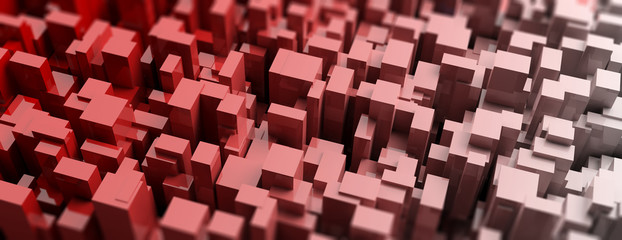 Red blocks abstract background. 3d illustration