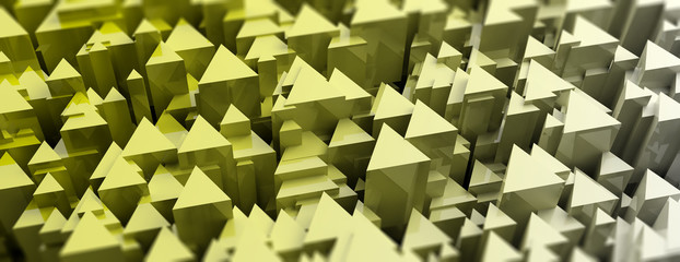 Yellow triangles abstract background. 3d illustration