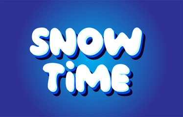 snow time text 3d blue white concept vector design logo icon