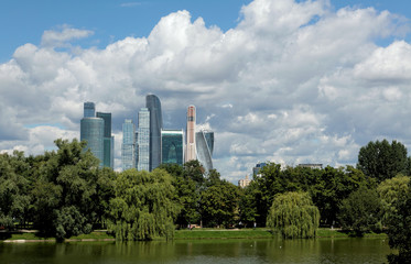 Business center Moscow-City, panorama, view from park.