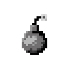 monochrome pixelated bomb ready to explode