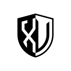 Initial two letter logo shield vector black