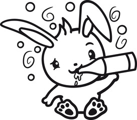 bier saufen trinken durst alkohol besaufen betrinken flasche party kaninchen hase klein süß niedlich glücklich sitzend