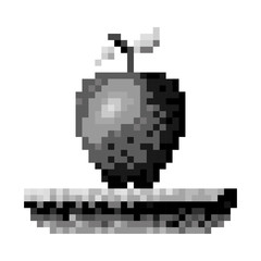 monochrome pixelated apple fruit in meadow
