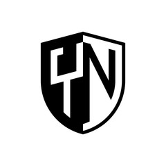 Initial two letter logo shield vector black