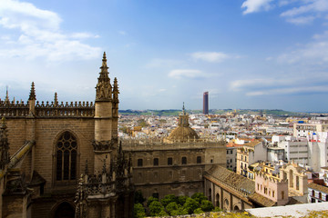 Fototapeta na wymiar Aerial view of the city of Seville from the Giralda