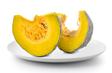 pumpkin in a plate isolated on a white background